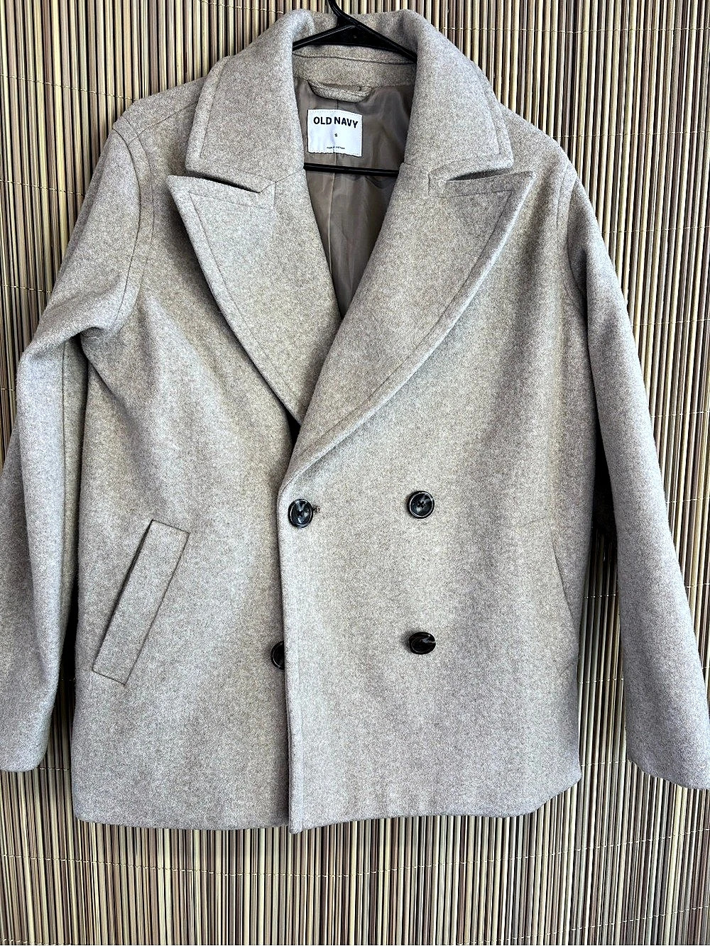 Old Navy Wool-Blend Peacoat Double-Breasted Gray Small